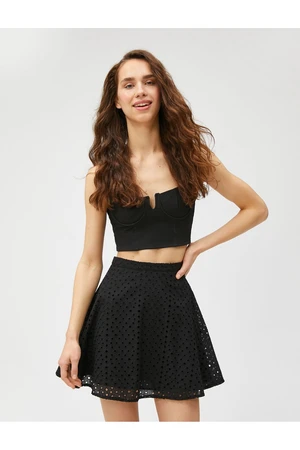 Koton Mini Skirt Scalloped Flounce Lined