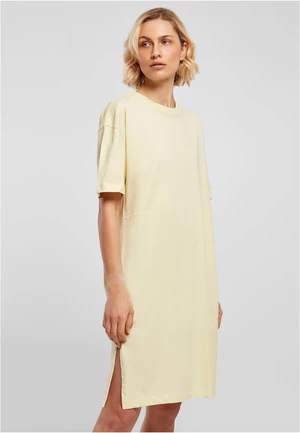 Women's dress with slit soft yellow