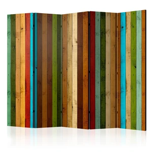 Paraván Wooden rainbow Dekorhome 225x172 cm (5-dílný)