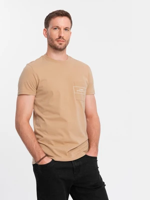 Men's cotton t-shirt with pocket print Ombre Streetstyle - sand