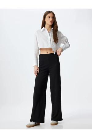 Koton Textured Wide Leg Trousers