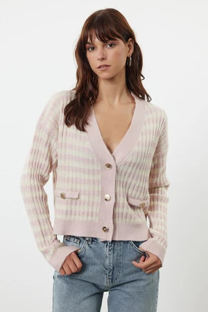 Trendyol Powder Soft Textured Striped Knitwear Cardigan