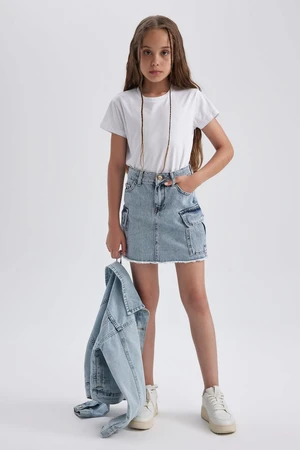 DEFACTO Girl's Cargo Pocket Jean Skirt