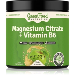 GreenFood Nutrition Magnesium Citrate + Vitamin B6 prášek pro podporu normální činnosti nervové soustavy, svalů, zubů a snížení míry únavy příchuť Jui