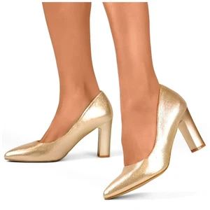 primohurt Gold elegant high-heeled pumps with leather insole