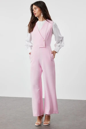 Trendyol Pink Pearl Detailed Wide Leg Woven Jumpsuit