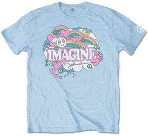 John Lennon T-Shirt Rainbows Love & Peace Light Blue L