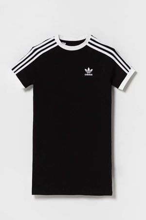 Dětské bavlněné šaty adidas Originals černá barva, mini