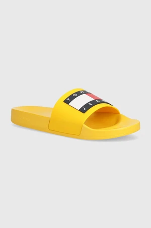 Pantofle Tommy Jeans POOL SLIDE ESS pánské, černá barva, EM0EM01191