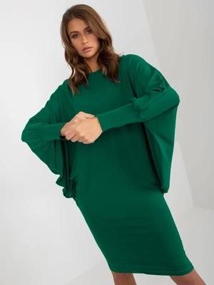 Dark green women's bat dress made of viscose