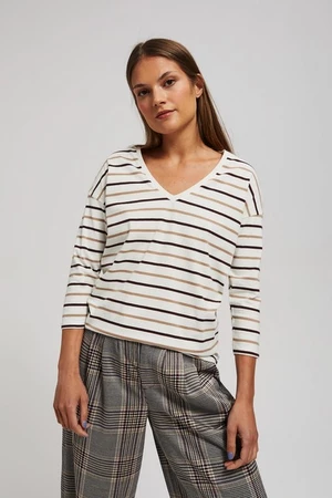 Striped blouse with V-neck