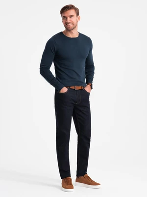 Ombre Classic men's sweater with round neckline - navy blue