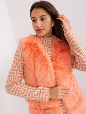 Peach fur vest with lining