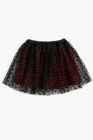 Koton Girl's Red Plaid Skirt