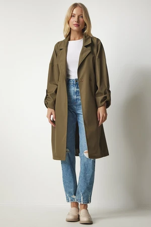 Happiness İstanbul Women's Khaki Belted Seasonal Trench Coat