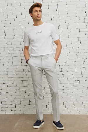 ALTINYILDIZ CLASSICS Men's Stones Slim Fit Slim Fit Trousers with Side Pockets, See-through Patterned Flexible Trousers.