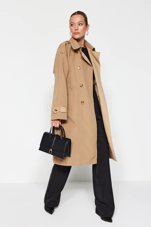 Trendyol Mink Oversize Wide-Cut Water-Repellent Trench Coat