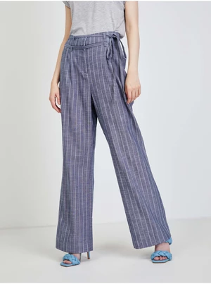 Dark blue striped wide trousers VERO MODA Serena