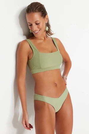 Trendyol Khaki Textured V-Cut Bikini Bottom