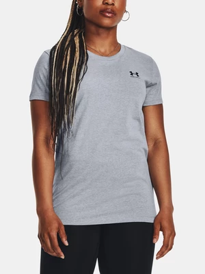 Světle šedé dámské žíhané tričko Under Armour UA W SPORTSTYLE LC SS