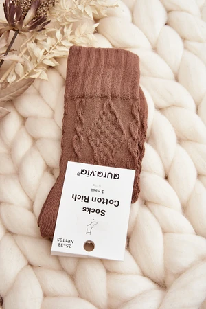 Brown Women's Embossed Socks