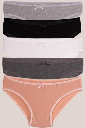 armonika Women's Mixed Cotton Lycra Bikini Panties 5 Pack