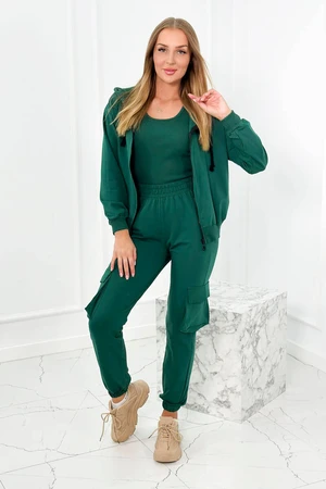 Set 3in1 sweatshirt + top + pants green