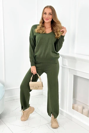 Set viscose sweatshirt + khaki pants