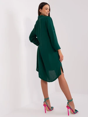 Dark green asymmetrical shirt dress