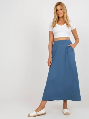 Dark blue basic viscose skirt from RUE PARIS