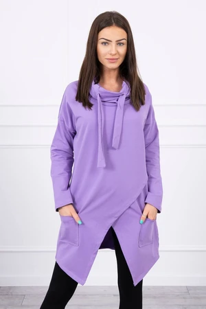 Tunic with clutch at the front dark purple Oversize