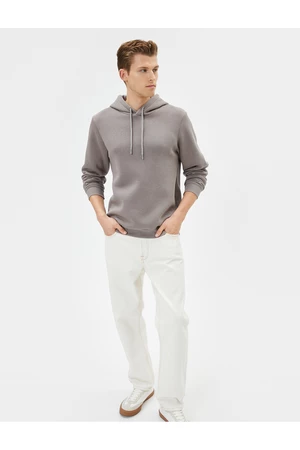 Koton Basic Hooded Sweatshirt Long Sleeve Ribbed