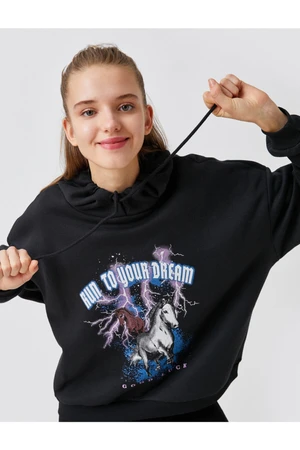 Koton Hoodie Printed Sweatshirt