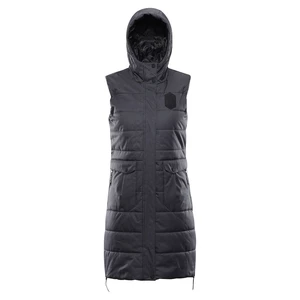 Dark grey women's winter quilted vest with membrane ALPINE PRO HARDA