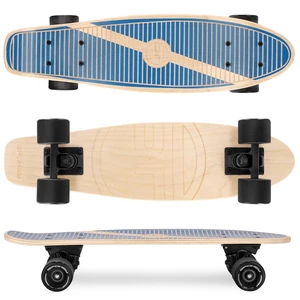 Spokey WOO-FISH Wooded pennyboard 56 x 15 cm, ABEC7, dark blue