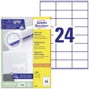 Avery-Zweckform 3475 etikety 70 x 36 mm papír bílá 2400 ks permanentní univerzální etikety inkoust, laser, kopie 100 Blatt A4