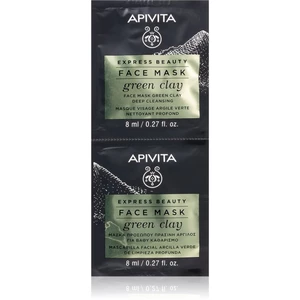 Apivita Express Beauty Cleansing Face Mask Green Clay čistiaca a vyhladzujúca pleťová maska so zeleným ílom 2 x 8 ml