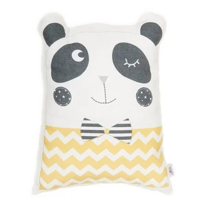 Žltý detský vankúšik s prímesou bavlny Mike & Co. NEW YORK Pillow Toy Panda, 25 x 36 cm