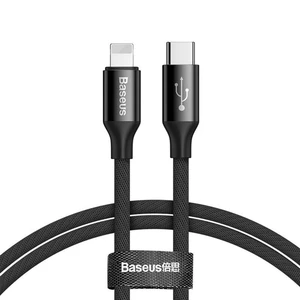 Kábel Baseus Yiven Series USB-C/Lightning, 2m (CATLYW-D01) čierny napájací kábel • koncovky USB-C/Lightning • dĺžka kábla 2 m • rýchle nabíjanie a pre