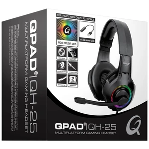 QPAD QH25 herný headset jack 3,5 mm, s USB káblový cez uši čierna, RGB 7.1 Surround