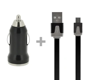 4-OK autós töltő + Adatkábel USB, 1 AMP, black