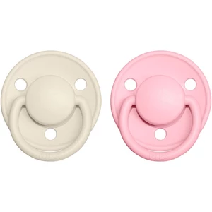 BIBS De Lux Natural Rubber Size 2: 6+ months dudlík Ivory / Baby Pink 2 ks