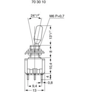 Miniaturní páčkový spínač Miyama MS 500-BC-E, 125 V/AC, 6 A, 1x (zap)/vyp/(zap), 1 ks