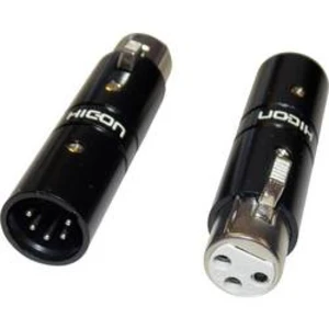 XLR zásuvka / XLR zástrčka Hicon HI-X3X5-FM, adaptér rovný, černá