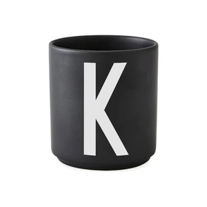 Čierny porcelánový hrnček Design Letters Alphabet K, 250 ml