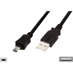 Digitus #####USB-Kabel USB 2.0 #####USB-A Stecker, #####USB-Mini-B Stecker 3.00 m čierna guľatý, dvojžilový tienený