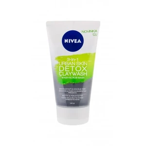 Nivea Urban Skin Detox Claywash 3-in-1 150 ml čistiaci krém pre ženy na veľmi suchú pleť; na rozjasnenie pleti