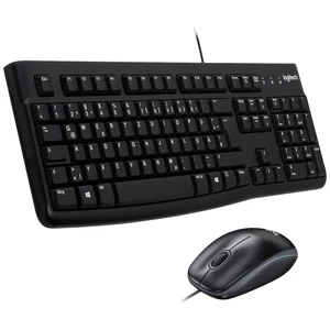 Logitech MK120 Desktop USB Sada klávesnica a myše odolné voči striekajúcej vode nemecká, QWERTZ, Windows® čierna