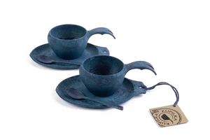 Kupilka Slow Down set - 2x KUKSA - 210 ml + 2x talíř + 2x čajová lžička - Blueberry (BLUE)