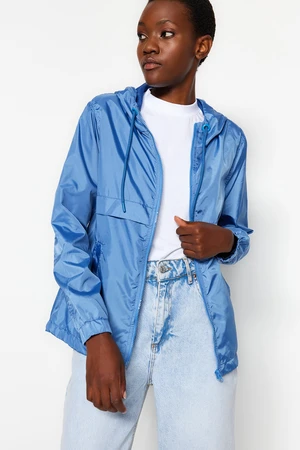 Trendyol Blue Hooded Water Repellent Windbreaker Coat